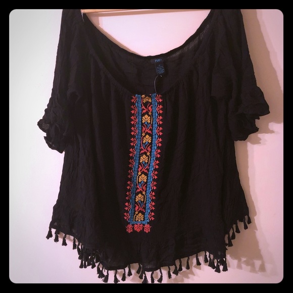 Rue21 Tops - Off The Shoulder Embroidered Peasant Top